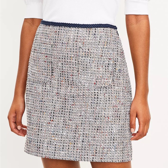 NWT LOFT Multi color tweed skirt size 0 - Picture 1 of 5